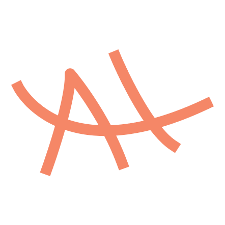 Amalie Hammershøis logo består af bogstaverne A og H, der er smeltet sammen på en elegant og organisk måde, hvilket forstærker brandets værdier.